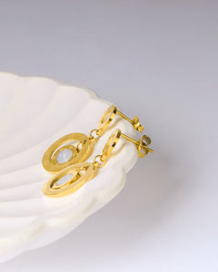 Stainless steel - Earrings gold circles with white zircon