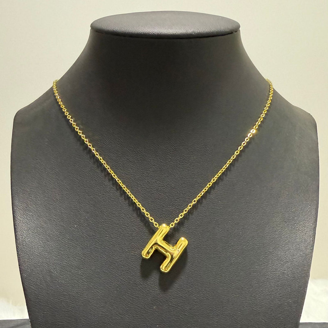 Necklace - Stainless steel gold letter H