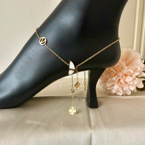 Anklet - Stainless Steel gold chains letters