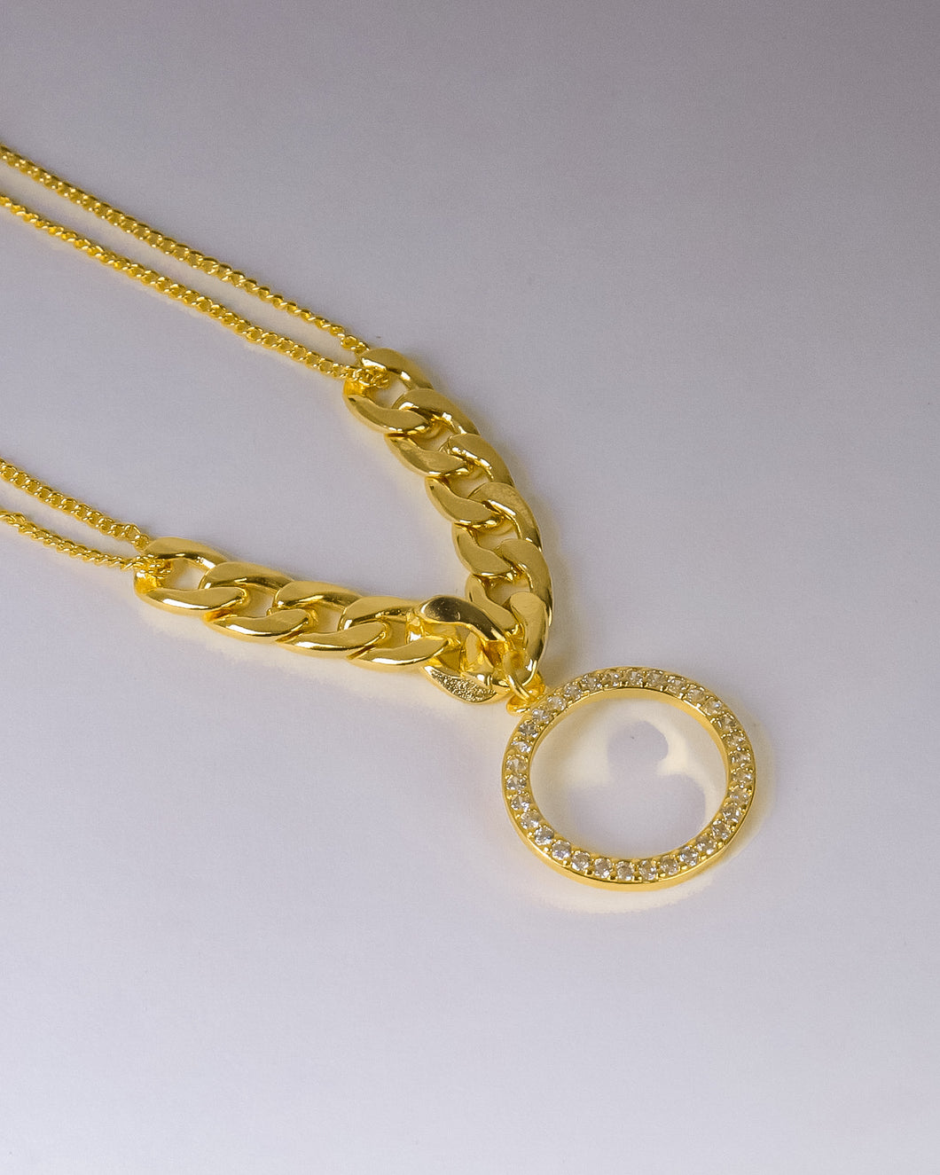 Necklace - Chain with circle zircon stones