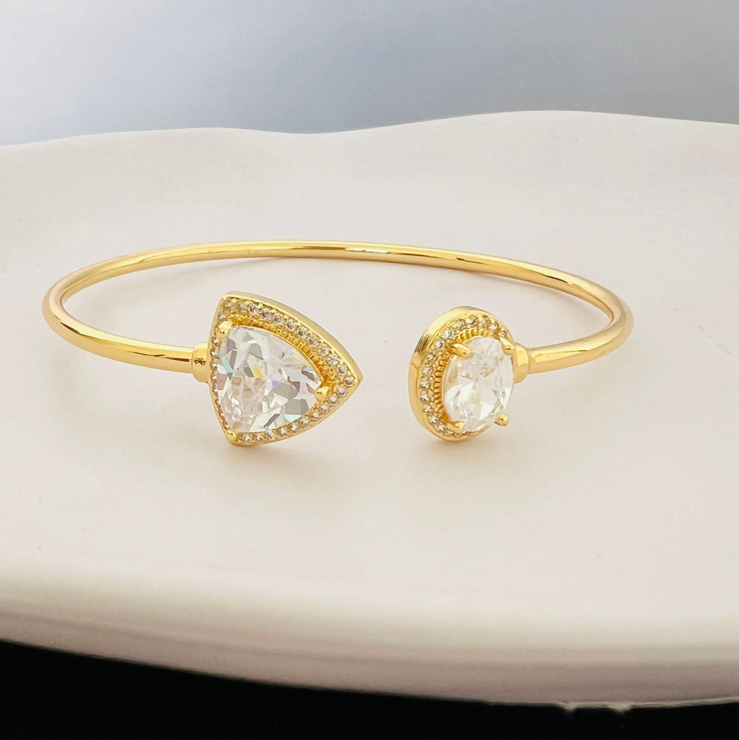 Bracelet - Simple open gold zircon shapes