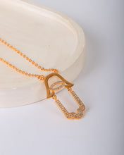 Load image into Gallery viewer, Necklace - Gold palm and eye zircon stones
