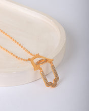 Load image into Gallery viewer, Necklace - Gold palm and eye zircon stones
