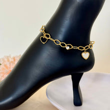 Load image into Gallery viewer, Anklet - stainless steel hearts chain
