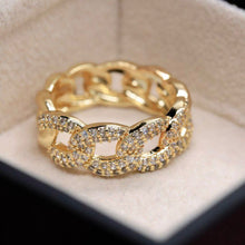 Load image into Gallery viewer, Ring - Gold ring wide zircon chains
