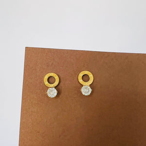 Earrings -  Stainless steel small zircon stone