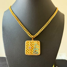 Load image into Gallery viewer, Necklace - long chain turquoise Masha2allah
