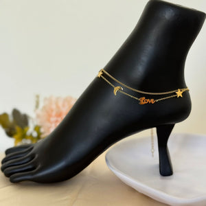 Anklet - stainless steel Gold love