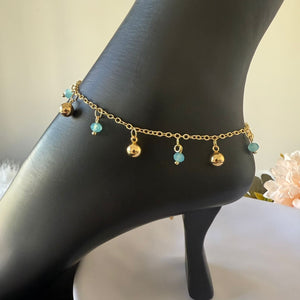 Anklet - blue beads