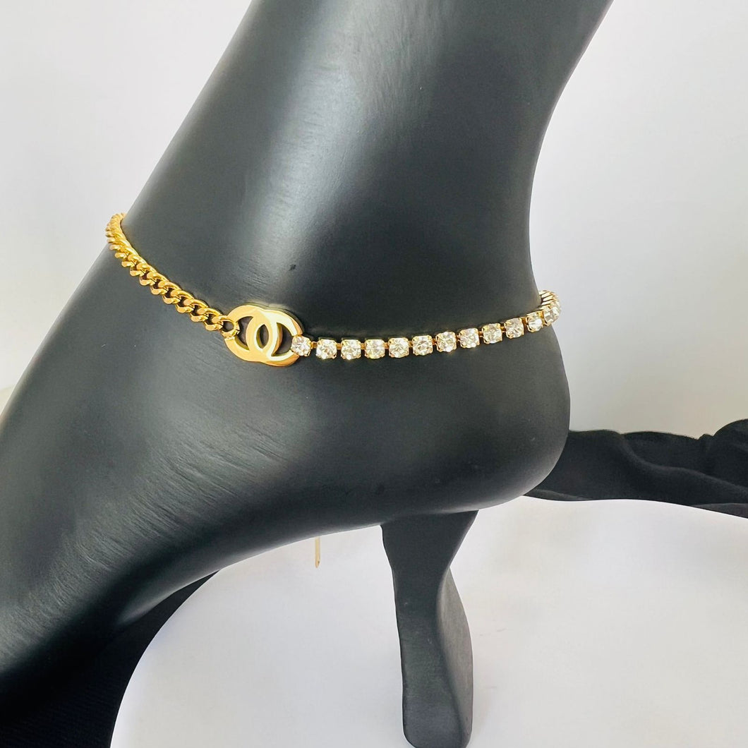 Anklet - stainless steel small zircon chains