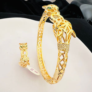 Sets - 2 pieces bracelet and ring two head zircon stones