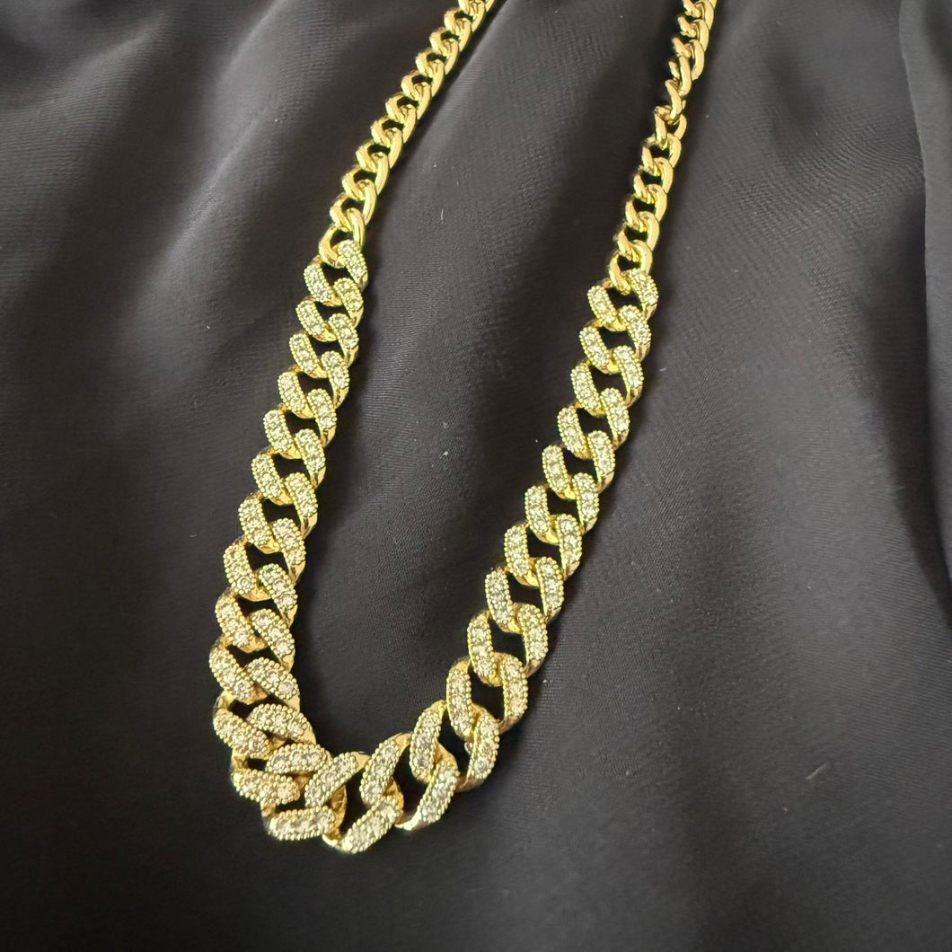 Necklace - big Gold chain zircon shape