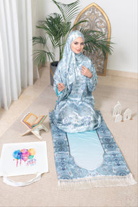 Prayer Set - Blue patterns satin