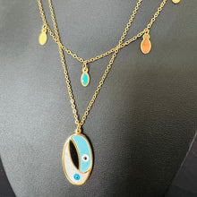 Load image into Gallery viewer, Necklace - stainless steel turquoise and white eye
