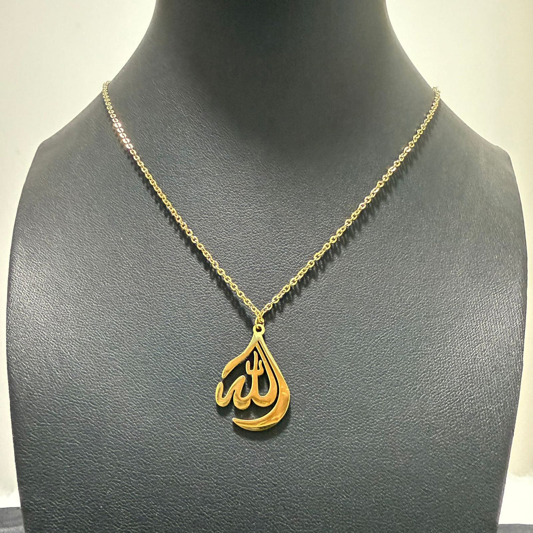 Necklace - Stainless steel gold allah