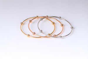 Stainless steel - 3 colored bangles with small balls