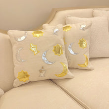 Load image into Gallery viewer, Two pillow case gold and silver Crescent and lantern
