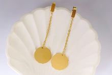 Load image into Gallery viewer, Earrings - Stainless steel long chain gold circle
