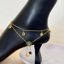 Load image into Gallery viewer, Anklet - stainless steel turquoise stone
