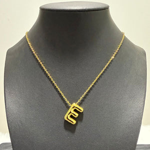 Necklace - Stainless steel gold letter E