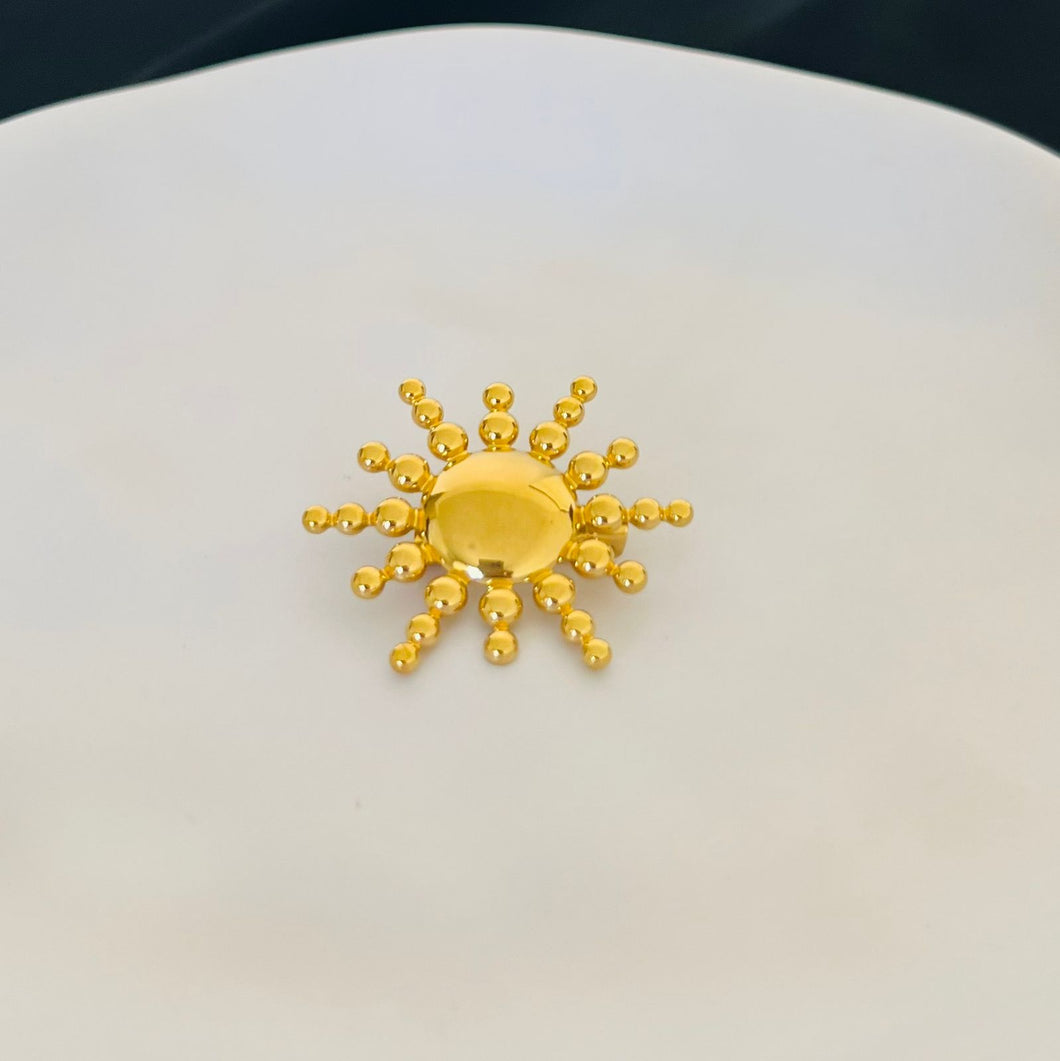 Brooch -  Stainless steel sunflower