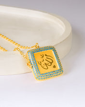 Load image into Gallery viewer, Necklace - Gold allah with blue zircon stones
