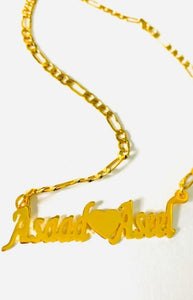 2 name necklace - couples name heart