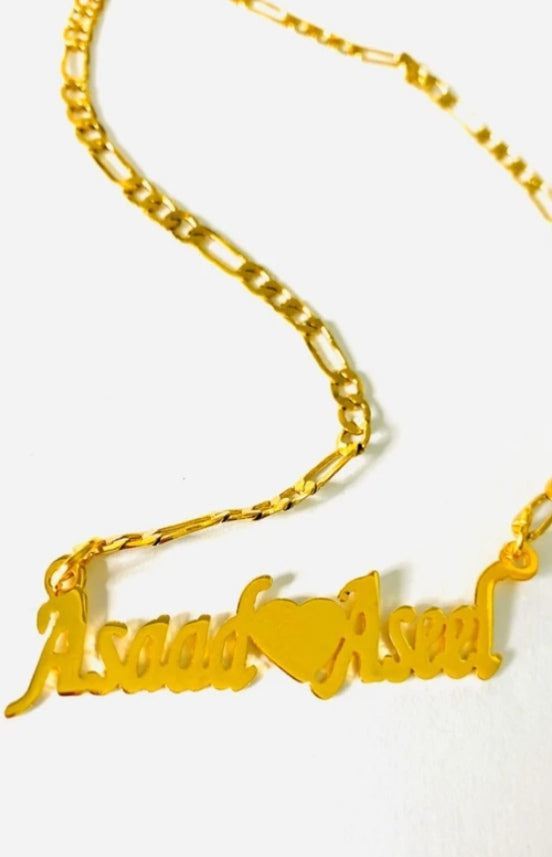 2 name necklace - couples name heart